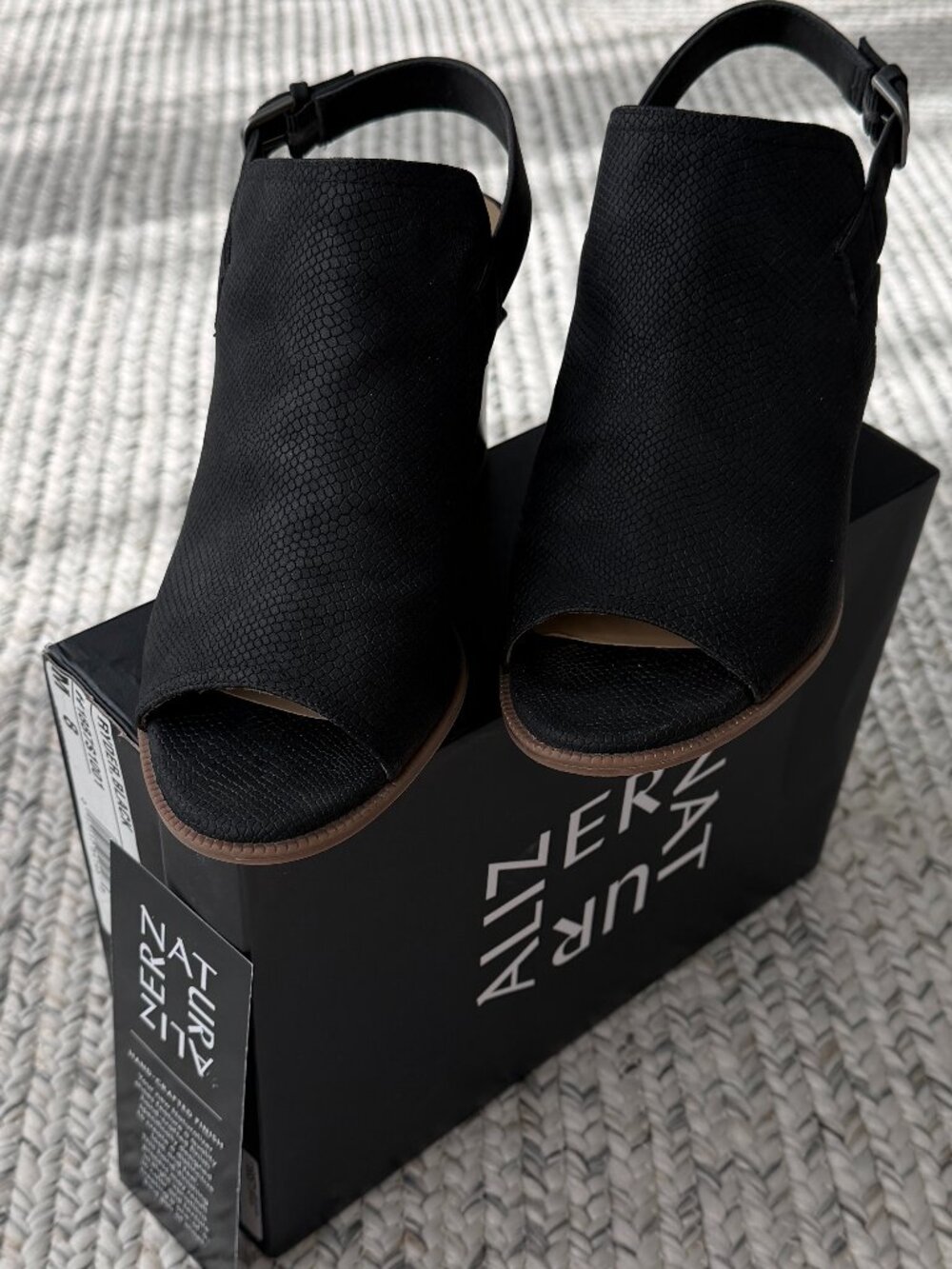 Like New with Box Naturalizer Black Ryder Sling Back Peep Toe Size 8